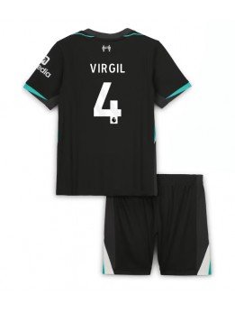 Liverpool Virgil van Dijk #4 Replika Borta Kläder Barn 2024-25 Kortärmad (+ byxor)